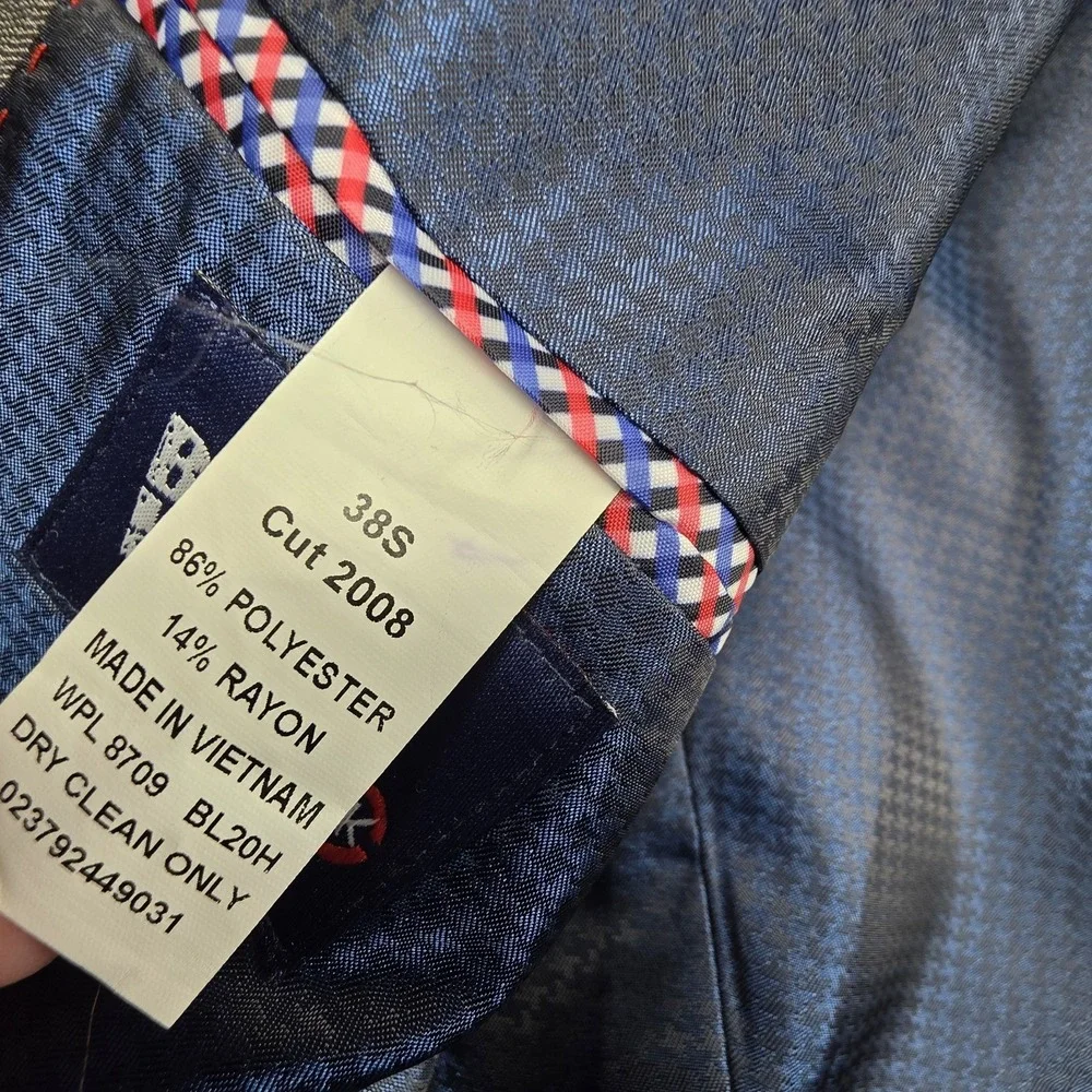 Billy London Sport Coat Blazer Men's 38 S‎ Gray Blue Lining Suit Jacket 2 Button